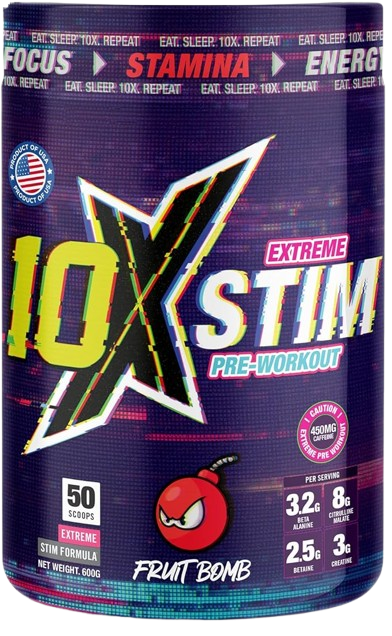10X ATHLETIC Extreme Stim Pre Workout 600g Tub 50 Servings