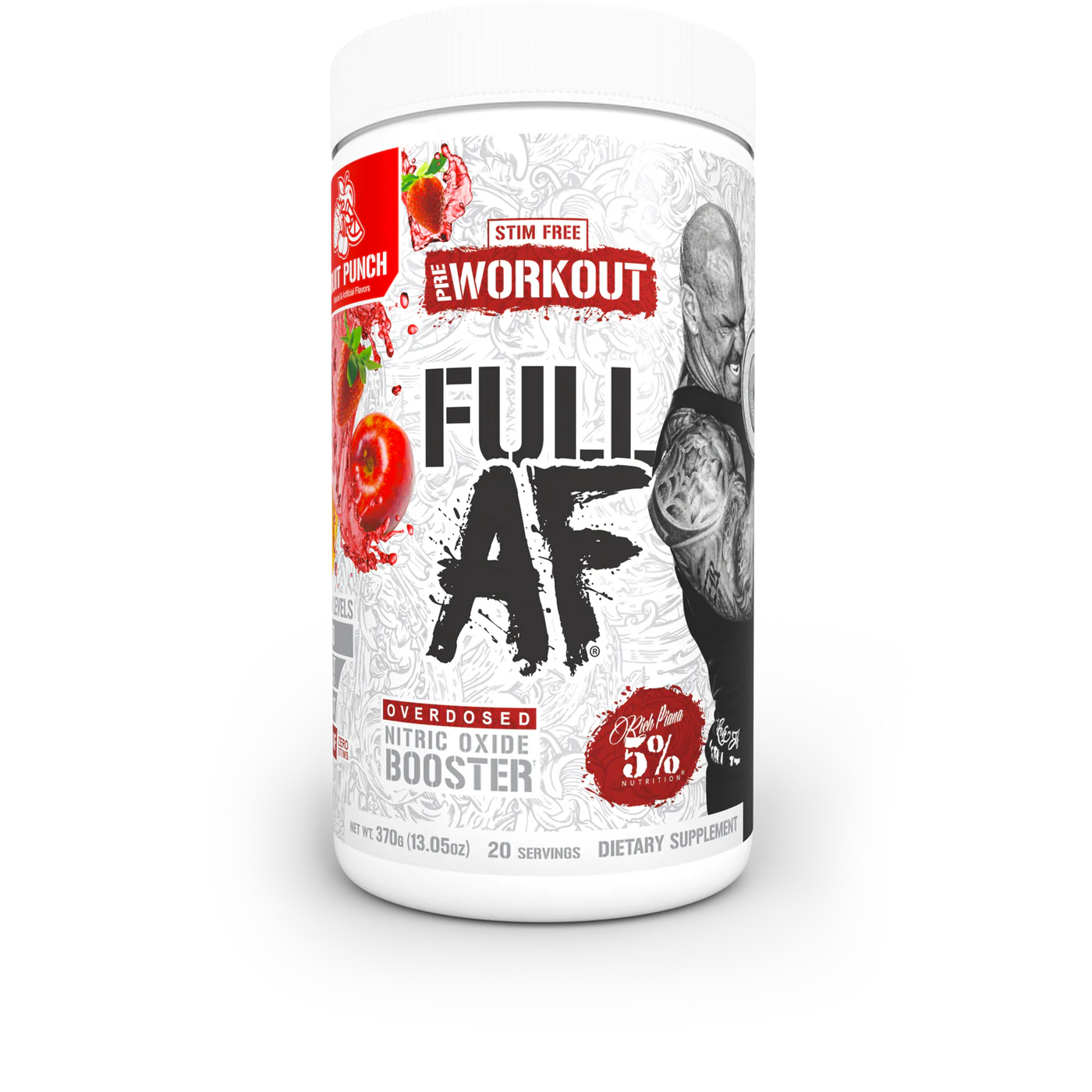 Rich Piana 5% FULL AF Stim Free Pre + Pump 380g tub 20 servings