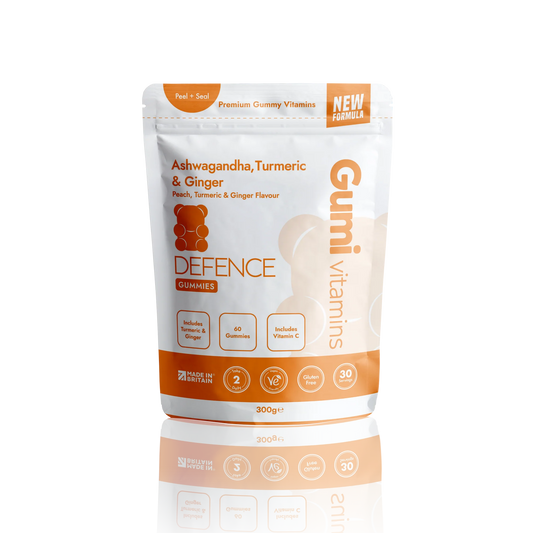 GUMI VITAMINS DEFENCE GUMMIES Ashwaganda, Turmeric and Ginger 300g bag 60 gummies