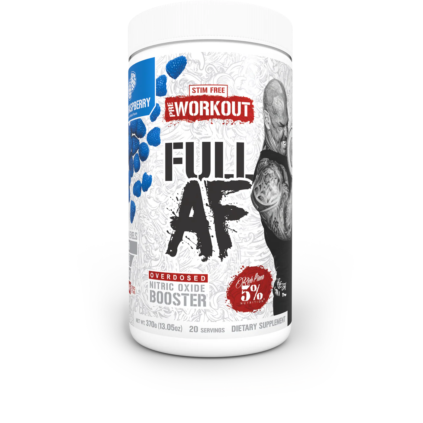 Rich Piana 5% FULL AF Stim Free Pre + Pump 380g tub 20 servings