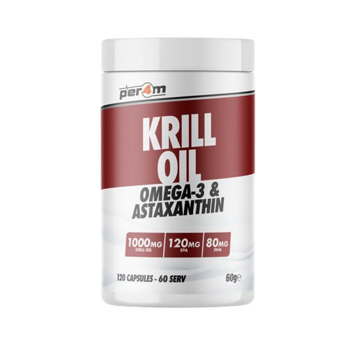 PER4M Nutrition KRILL OIL Omega 3 + Astaxanthin 120 Capsules 60 Servings
