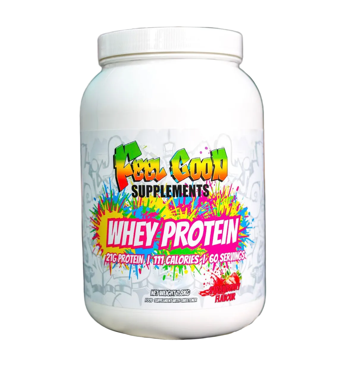 FEEL GOOD SUPPLEMENTS WHEY PROTEIN POWDER 1.8kg Tub 60 Servings