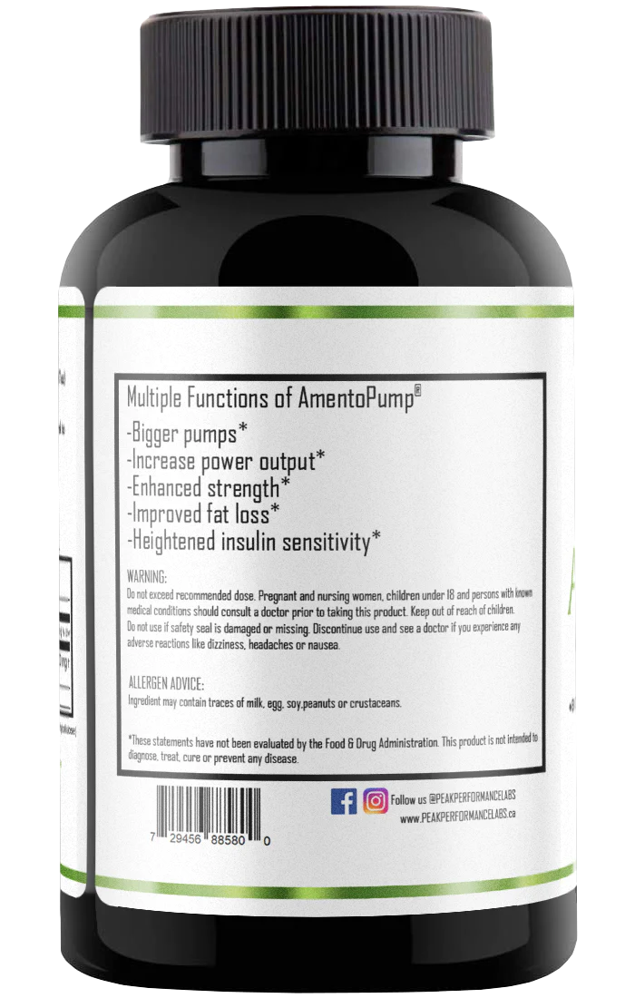 PEAK PERFORMANCE LABS AMENTOPUMP 60 Capsules 30 Servings